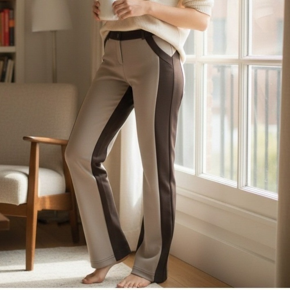 Romeo & Juliet Couture Colorblock Trousers Pants Beige Brown Size Medium